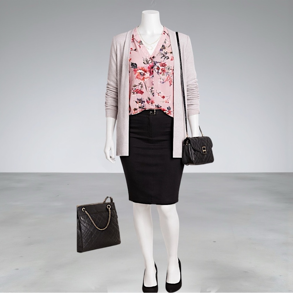 Zac & Rachel Blush Floral Print Roll-Tab Sleeve Blouse - Picture 7 of 11